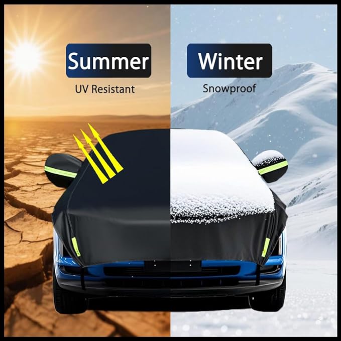 Half Car Cover Car Cover for Sunshade Half Car Body Cover Snow Cover Waterproof Universal Black 210D with Cotton (SUV)