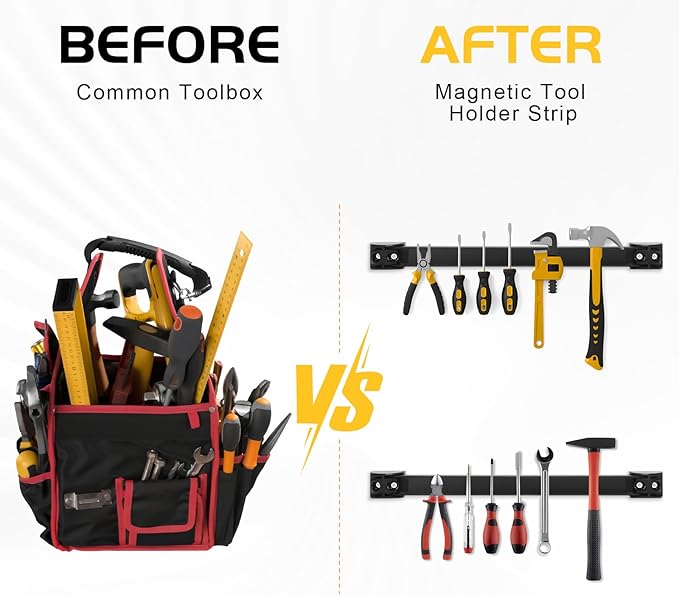 DGSL Magnetic Tool Holder Strip 5 Pack, 24 In Heavy Duty Tool Organizer Magnetic Strip, Tool Magnet Bar For Garage Tool Organization