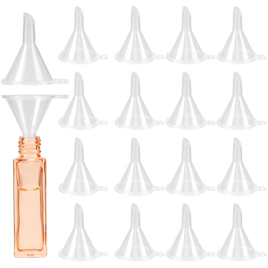 60 Pcs Mini Clear Plastic Funnel, Little Small Funnel Set Kit for Lab Bottles Essential Oils Perfumes Powder Spices Sand Art Capsule Kitchen
