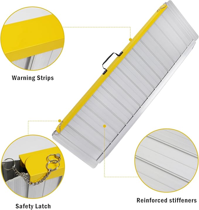 Portable Wheelchair Ramp 4FT, Foldable Ramps for Wheelchairs, Aluminum Handicap Ramp with Non-Slip Surface, Wheelchair Ramps for Home Steps, Stairs, Doorways, Curbs, 800LBS Capacity, FSA HSA Eligible