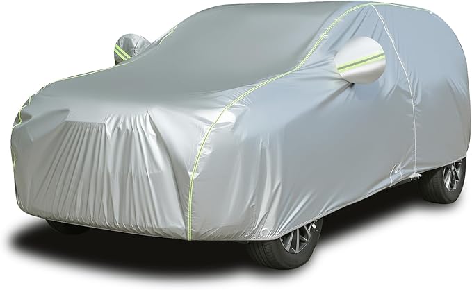 Tecoom SUV Car Cover Waterproof All Weather, Outdoor & Indoor Full Exterior Windproof UV Sun Rain Snow Hail Protection Covers with Zipper Door & Lock, Fit for SUV 216-230 Inches