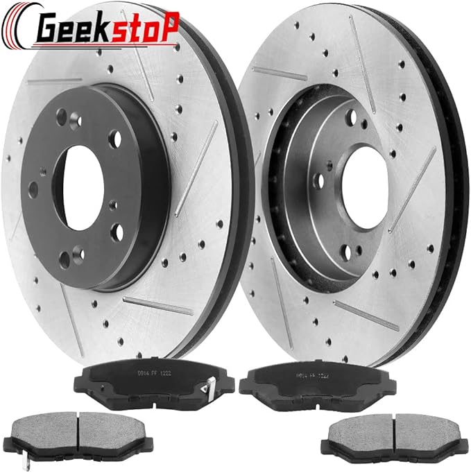 Front Brake Kit Compatible with Honda Accord, Civic, Element, CRV, CR-V, Acura ILX Brake Rotors and Ceramic Brakes Pads Replacement + Disc Brakes