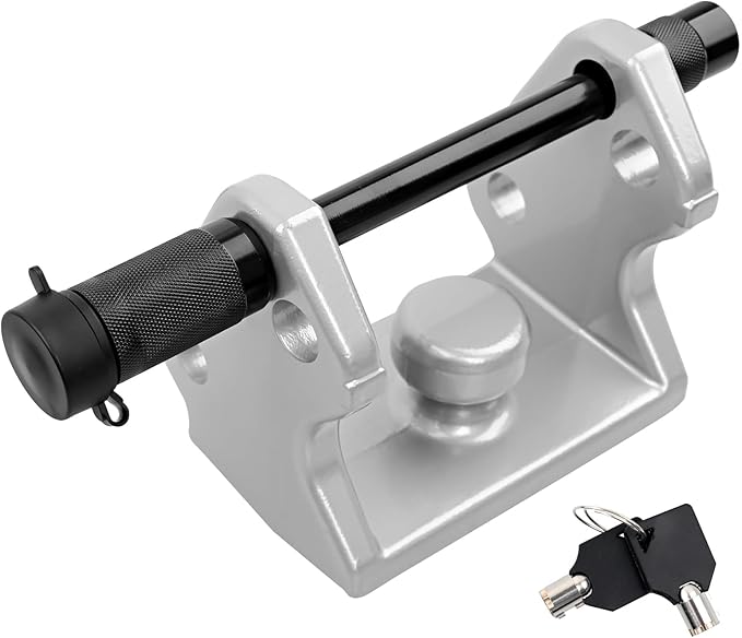 HQPASFY Trailer Hitch Lock, Trailer Coupler Lock with Pin, Heavy-Duty Coupler Lock Model Tl-33 Trailer Lock,Fits Over 2" to 2-5/16" Couplers - Silver