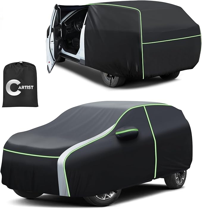 Cartist 420D Car Cover Fits for Ford Bronco Sport 2021-2025 2026,All Weather Car Covers for Bronco Sport Accessories with Zipper Door & Reflective Safety Strips,Sun Rain Snow Dust Uv Protection