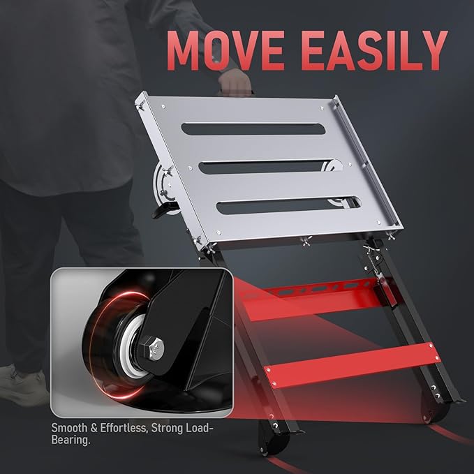 YESWELDER Foldable Welding Table with Wheels 20"x30", Adjustable Height Workbench 400lbs Load Capacity Steel Portable Table for MIG/TIG Welding
