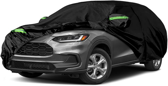 Waterproof Car Cover Compatible with Honda HR-V 2022-2025 Accessories, Black 210T Inside Cotton Cover with Door Zippers for Snow Rain Dust Outdoor Protection