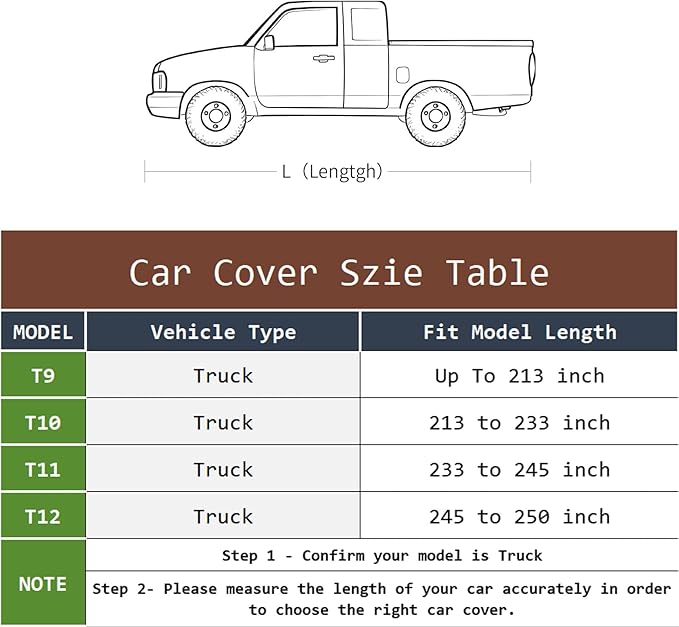 Truck Cover Waterproof All Weather,Outdoor Car Cover Sun Uv Rain Protection,Universal Fit for Chevy Silverado Dodge Ram 1500 Ford F150,Maverick,Fit Truck-Length 233" to 245"