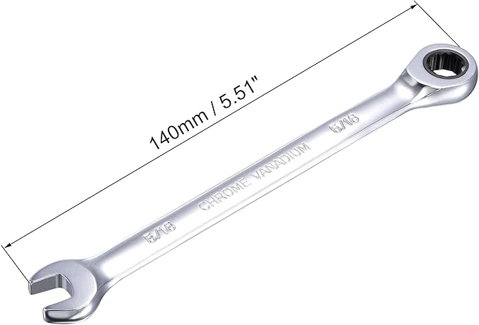 uxcell 5/16 Inch Ratcheting Combination Wrench SAE 72 Teeth 12 Point Ratchet Box Ended Spanner Tools, Cr-V