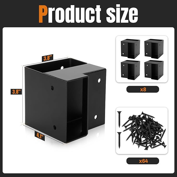 Heavy Duty Workbench Bracket Kit, 8 PCS Workbench Corner Brackets, 3-Way Right Angle Corner for DIY Work Table for 2x4 (Actual 1.5"x3.5") Wood - Black