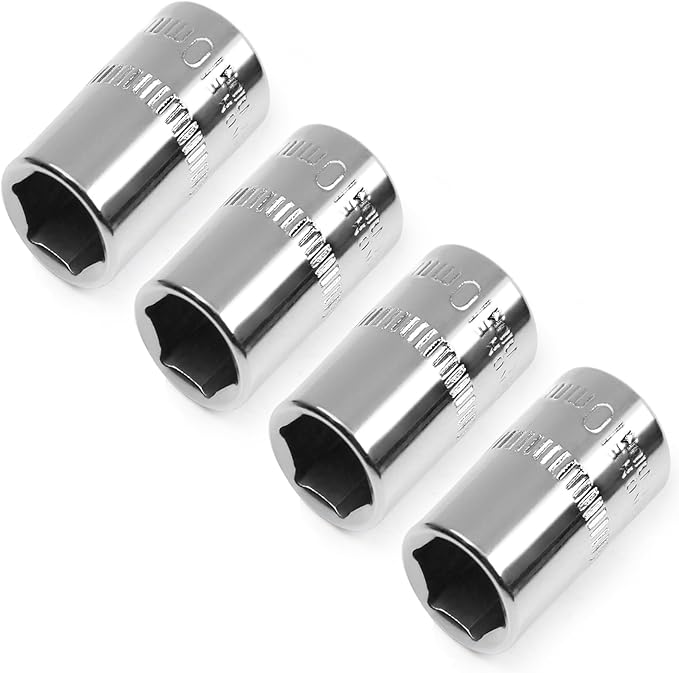 Utoolmart 1/4" Drive 10mm Socket, Shallow Socket Set, for General Repairs, 6-Point, Metric, Cr-V, 4pcs