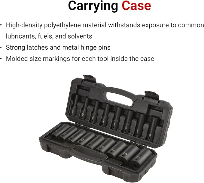 TEKTON 1/2 Inch Drive Deep 6-Point Impact Socket Set with Case, 17-Piece (5/16-1-1/4 in.) | SID92305