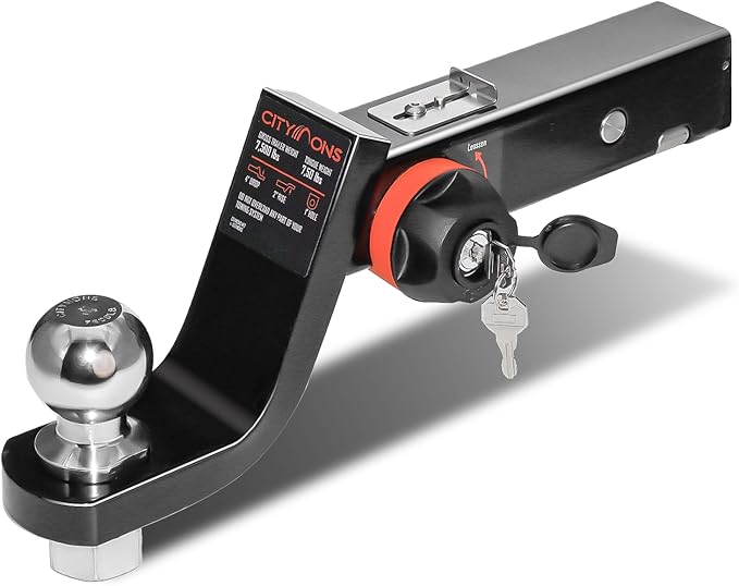Endo-Hitch Trailer Ball Mount, Reduce Sway Anti-Rattle, 4" Drop Hitch with 2" Ball for 2" Receiver, Tow Hitch with Lock for Rv/Truck/Yachts/ATV/UTV, 7500 LBS GTW