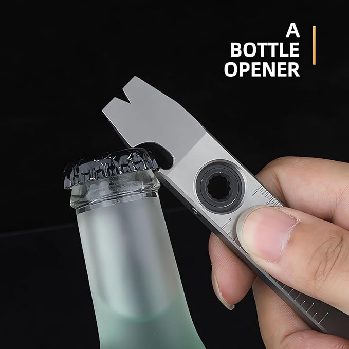 Titanium Pry Bar,Multi-tool,EDC Tool,Versatile Pry Tool,Bottle Opener,Wrench,Ratche screwdriver,Nail puller,Crowbar in One,Compact Versatile Pocket Pry Bar for Everyday Carry