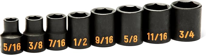 GEARWRENCH 8 Piece 3/8" Drive 6 Point SAE Hi-Viz Impact Socket Set | 84910H