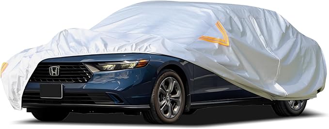 Car Cover Waterproof All Weather,Car Covers for Automobiles with Driver Door Zipper,Outdoor Car Cover Rain,Snow and UV Protection with Waterproof Adhesive Strip, Fit Sedan-Length 187" to192