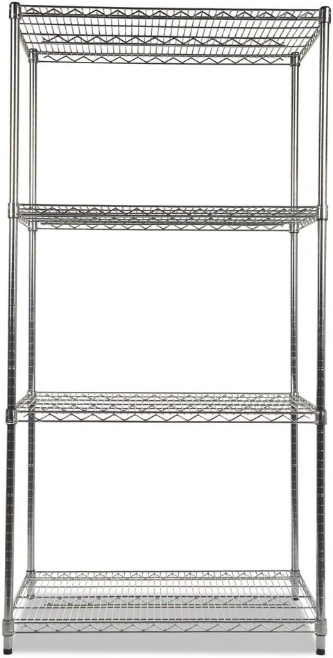 Alera ALE Industrial Heavy Duty Wire Shelving Starter Kit, 4-Shelf, 36w x 24d x 72h, Silver