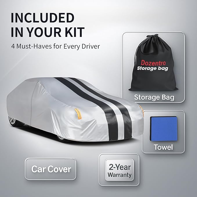 Multi-Layer Car Cover Custom Fit for MG MGB(1962-1981), 100% Waterproof All Weather for Automobiles, Gift with Towel, Heavy Duty Car Covers for Rain Sun UV Protection with Door Zipper