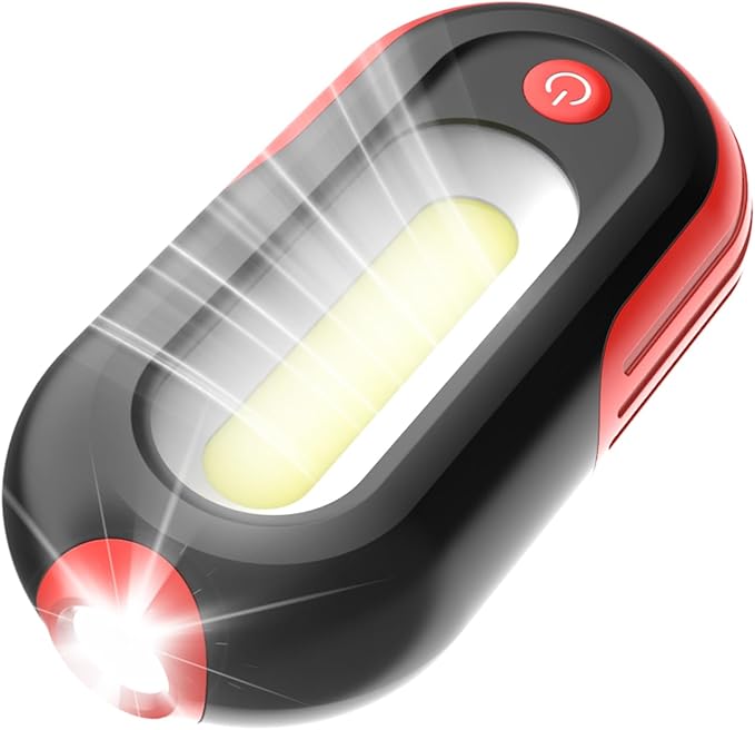 Magnetic Work Light Rechargeable, 400LM LED Work Light with COB Floodlight & Spotlight, 5 Modes, 3–7H Runtime, USB-C Magnetic Flashlight with Hook for Car Repair, Camping, Emergency