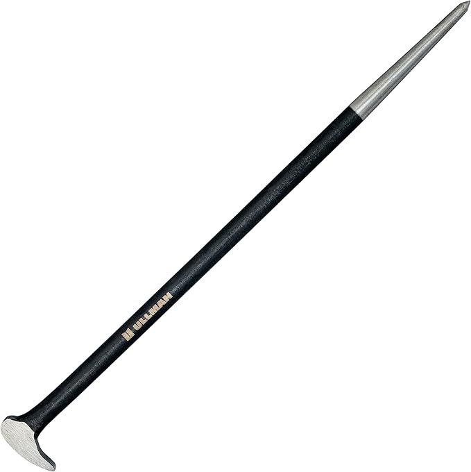 Ullman 12 in Heavy-Duty Lady Foot Roll Head Pry Bar with High Leverage Solid Steel Rolling Head and Tapered Aligning End for Contractors and Mechanics