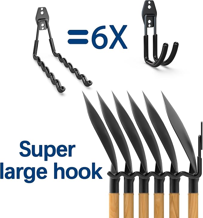 3-H Garage Wall Hooks Heavy Duty 31 Pack, Anti-Slip Steel Wall Mount Storage Hooks for Hanging Ladder Garden Yard Tools, Utility Organizer for Garage Lawn Shed (Black)