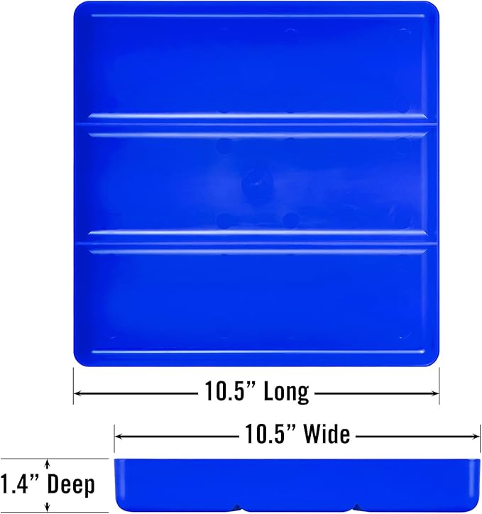 Ernst Manufacturing Toolchest Tray: Stackable Garage Organizer Tray in Blue with 3 Compartments - For Trades, Mechanics, Electricians, Plumbers, Household Use, Hobbies - Heavy Duty - Made in the USA