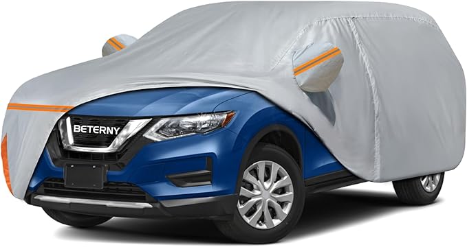 Car Cover for 2008-2025 Nissan Rogue, Waterproof Custom-fit All Weather Sun Rain UV Dust Snow Protection Outdoor Rogue Full Car Cover with Door Zipper and Cotton Lining-Grey