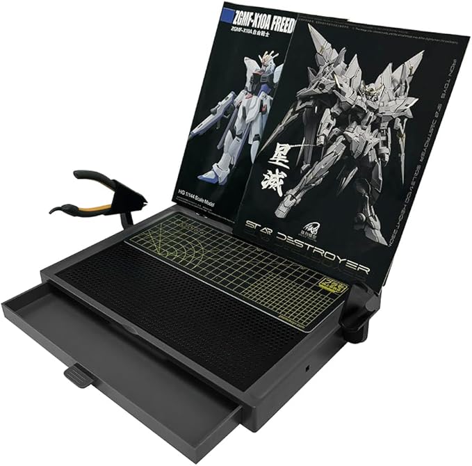 MWK-18 Model Assembly Gundam Model kitsTable Basic, Portable Model Building, Assembly, Cutting Worktable, Work Table with Movable Drawer, Dual Craft Cut Mat, Easy Folds for Storage