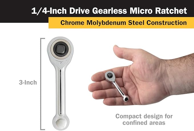 Titan 11200 1/4-Inch Drive x 3-Inch Gearless Micro Ratchet