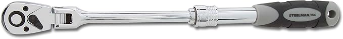 Steelman 3/8-inch Drive 72-Tooth Extendable Flexible Head Ratchet, Extends from 9 1/2 Inches to 13 1/2 Inches, Quick Release, Comfort Grip