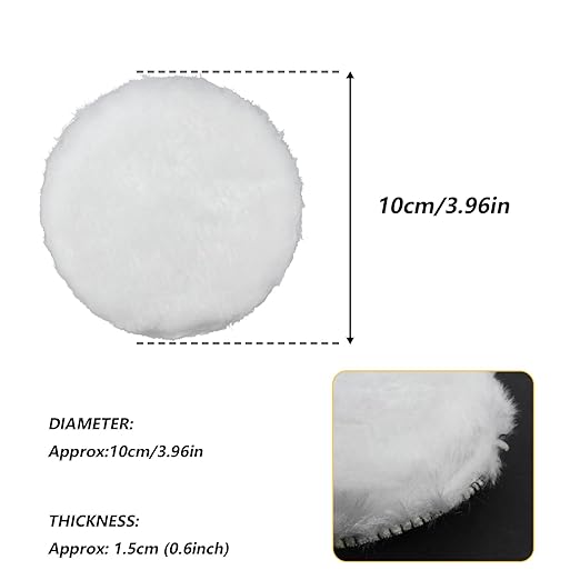 6 Piece 4 Inch Wool Buffing Pad, for Car Polishing and Waxing, Painting Tabletops, Old Leather Sofas, Tile PolishingDrill Buffer Connecting M10 Drill Adapter, Buffing Pads