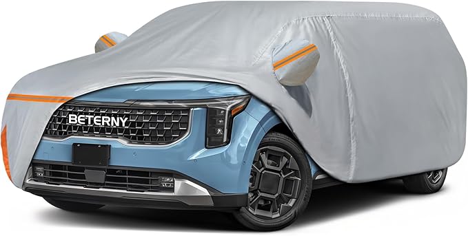 Car Cover for 2015-2025 Kia Carnival MPV/Sedona, Waterproof Custom-fit All Weather Sun Rain UV Dust Snow Protection Outdoor Carnival Full Car Cover with Door Zipper and Cotton Lining-Grey