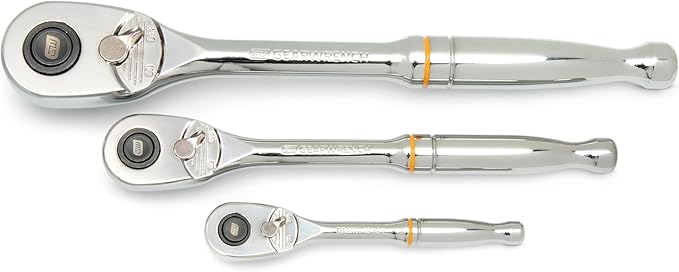 GEARWRENCH 3 Piece 1/4", 3/8” and 1/2" Drive 90-Tooth Quick Release Teardrop Ratchet Set | 81310T