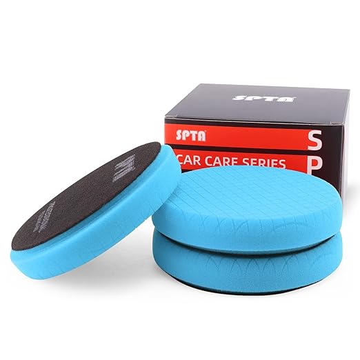 Blue T60 Moderate-Cut Foam Polishing Pads, SPTA 3Pcs 6.5 Inch Face for 6 Inch 150mm Backing Plate Compound Buffing Sponge Pads for Car Buffer Polisher Compounding, Polishing and Waxing -FPTSS6B-3