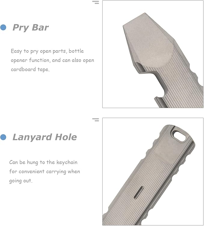 Titanium EDC Pry Bar Bottle Opener Wrench Anti-slip Crowbar with Hole Portable EDC Tool