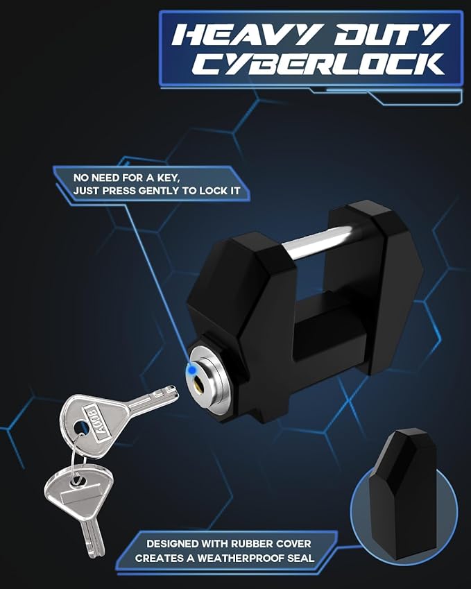 DEEAGLE Trailer Lock, Wide 1.2” Span, 1/4” Dia Trailer Coupler Tongue Lock, Wide Trailer Locks, Boat Trailer Locks for Towing Trailer Security, Black