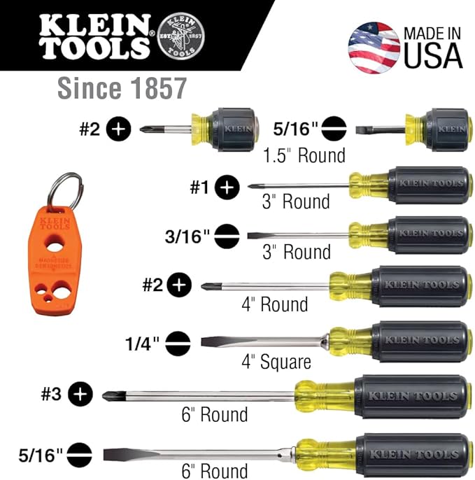Klein Tools 80021 16-Piece Screwdriver Set with Magnetizer and Klein Tools 85617 8-Piece Precision Screwdriver Set