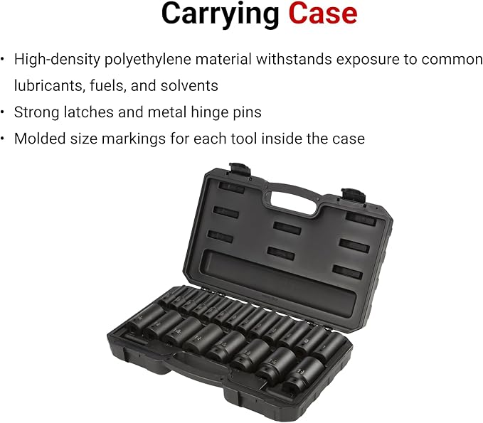 TEKTON 1/2 Inch Drive Deep 6-Point Impact Socket Set with Case, 21-Piece (5/16-1-1/2 in.) | SID92306