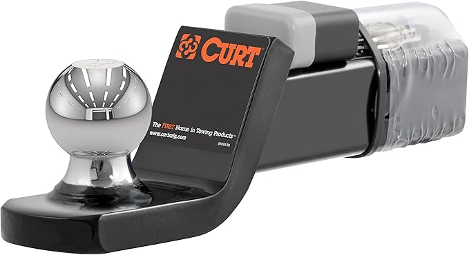 CURT 45141 Trailer Hitch Mount, 2-Inch Ball, Lock, Fits 2-In Receiver, 7,500 lbs, 2" Drop