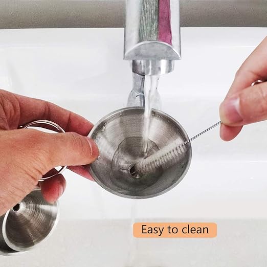 3-Piece Stainless Steel Kitchen Funnel Set with 2 Brushes - Stackable Metal Funnels for Essential Oils, Perfume Bottles, Spices, Liquids & Dry Ingredients (Food-Grade, Rust-Proof)