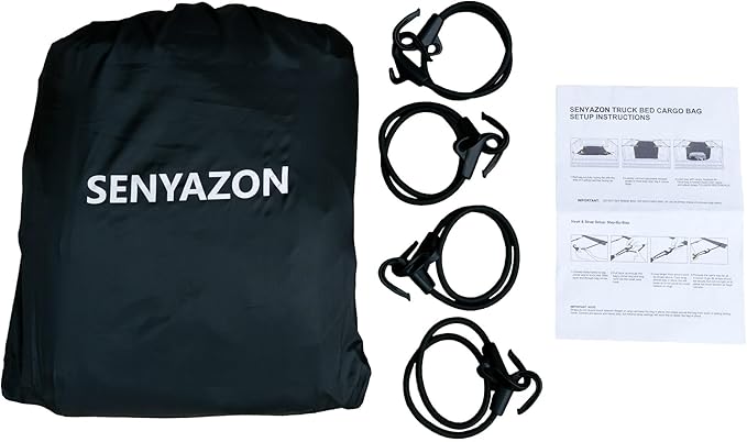 SENYAZON Truck Bed Cargo Bag, Waterproof Pickup Bed Storage, Vehicle Soft-Shell Cargo Carriers, 26 Cubic Feet (51''x40''x22'') Heavy Duty Cargo Bag with 4 Adjustable Bungee Cords