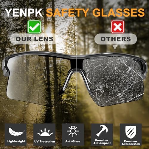 Safety Glasses for Men, Anti Scratch & UV Protection Work Glasses