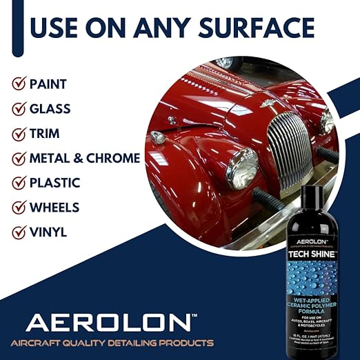Tech Shine: Ceramic Coating for Cars, Car Wax, Car Polish, Ceramic Polymer Coating, Hydrophobic Top Coat Polish and Sealer, Auto Detailing with Applicator, Mirror Shine Gloss Kit, 2 Pack