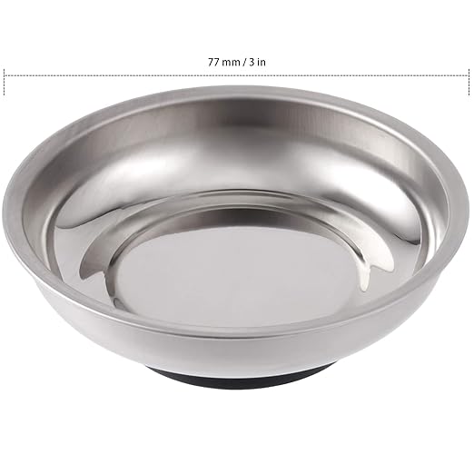 8 Pack 3 Inches Magnetic Bowls, Round Magnetic Trays, Stainless Steel Magnetic Parts Tray Set for Gathering Bolts, Screws, Nuts, Ideal for Workshop, Garage, Home