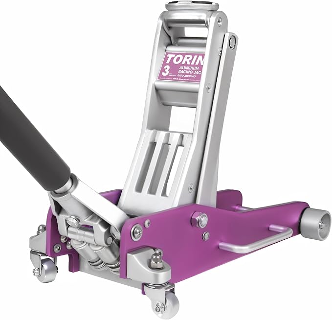 Torin AT830003XLP Aluminum Floor Jack with Dual Piston Quick Lift: Floor Jack with Quick Lift Pump, 3 Ton (6,000 lb) Capacity, Pink
