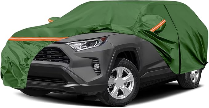 Waterproof Car Covers Replace for 2013-2025 Toyota RAV4, Multilayer Heavy Duty with Cotton Liner All Weather Custom-fit Car Cover with Zipper Door, Windproof Bands for Snow Rain Dust Protection
