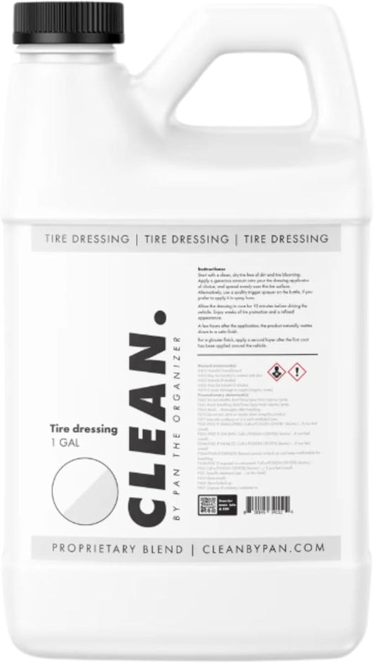 CLEAN. Tire Dressing – 128oz-Hydrophobic Satin Finish, No Sling, UV Protection, Solvent-Based, Self-Leveling, Trim & Plastic Safe