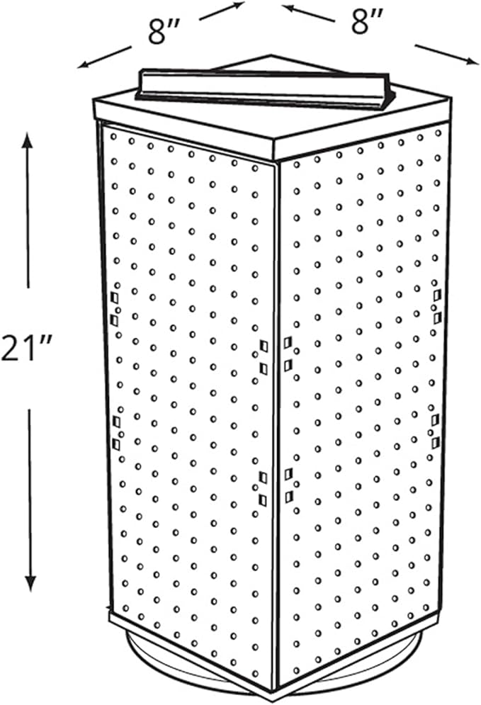 Azar Displays 703385-CLR-4C24, Four-Sided Revolving 8"W x 20"H Pegboard Counter Display w/ 24 Hooks- 4” Length, Clear