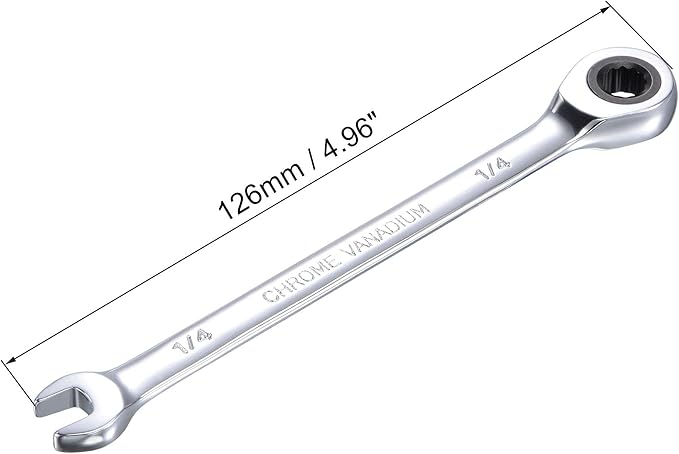 uxcell 1/4 Inch Ratcheting Combination Wrench SAE 72 Teeth 12 Point Ratchet Box Ended Spanner Tools, Cr-V