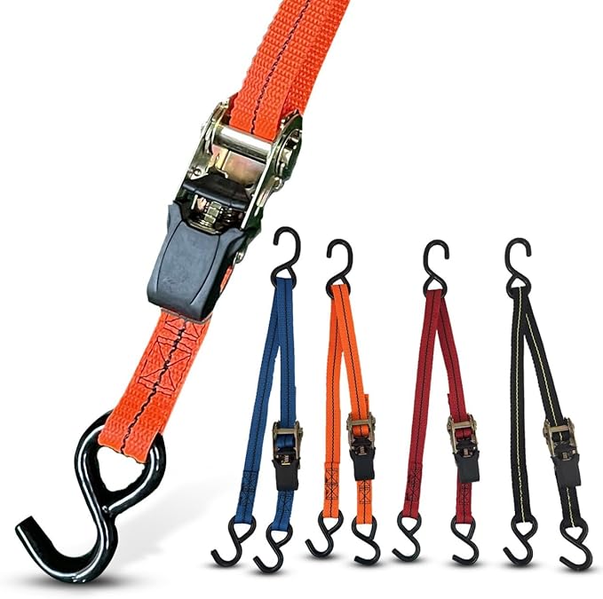 Cajun Tie Downs - 3 Point Tie Down Ratchet Strap for Jet Ski, Sea Doo & Wave Runner (8 Feet, Orange)