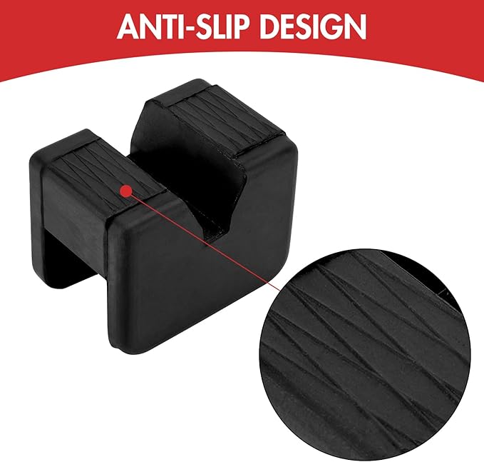 Toolly 4 Pack Jack Pad Adapter for Jack Stand, 2-3 Ton Universal Heavy Duty Rubber Slotted Frame Rail Pinch welds Protector Set